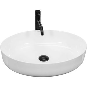 REA Ovale opzetwastafel - keramiek - glans wit - 55x41,5x14 cm - antibacterieel