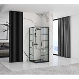 Rea Concept Black 80X100 - 190 cm - Douchecabine - Rechthoek - Zwart