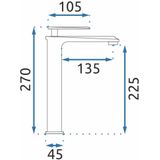 REA Romano Wastafelkraan/ Mengkraan - Opbouw - Hoog Model - Mat Zwart