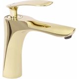 Rea ORBIT GOLD LOW kraan badkamerkraan van messing kraan voor wastafel badkamermengkraan wastafel eengreeps (goud)
