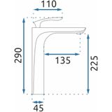 REA Orbit Wastafelkraan/ Mengkraan - Opbouw - Hoog Model - Glans Goud