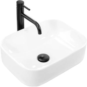 Rea opzetwastafel Demi Mini Witte wastafel handwasbak wasbak voor badkamers van hoogwaardig keramiek 405 x 310 x 140 mm (wit)