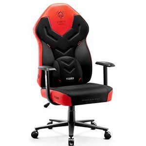 Diablo X-Gamer 2.0 Gamingstoel van stof, ergonomisch design, lendenkussen met zachte bekleding (zwart/rood)