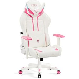 Diablo X-Ray Gaming Gaming-stoel, armleuningen, 4D-armleuningen, ergonomisch design, skateai, perforatie, kantelfunctie, roze-wit, normaal (L)