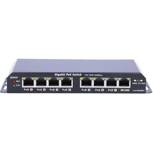 Extralink 8-port GbE Unmanaged PoE Switch 18-57V DC, in set 24V 60W PowerAdapter