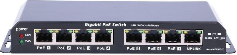 Extralink EX.1025 netwerkschakelaar Unmanaged L2 Gigabit Ethernet (10/100/1000) Power over Ethernet (8 Havens), Netwerkschakelaar, Zwart