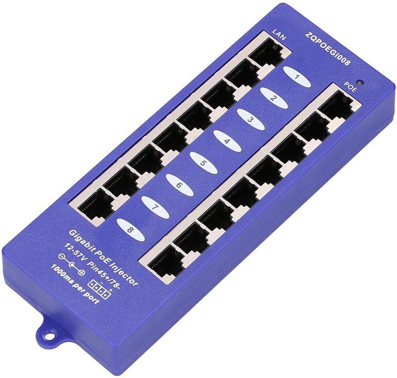 Extralink - POE INJECTOR - 8-poorts - Gigabit Ethernet - 48 W