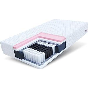 FDM MEMORY Matras 120 x 200 cm, dikte 24 cm, pocketveringmatras met visco-schuim, hardheid H2 H3, tweezijdig, 7 comfortzones, wasbaar, Oeko-Tex, hypoallergeen