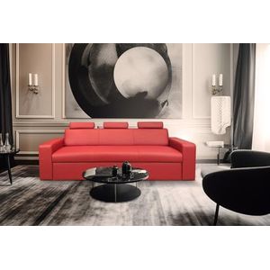 Quattro Meble Antalya I FS lederen 3-zits sofa met slaapfunctie en hoofdsteunen, lederen bank, grote kleurkeuze, breedte 230 cm