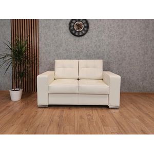 Quattro Meble Mallorca Pik Bank, van wit leer, oudwit, doorgestikt, echt leer, 2-zits sofa, lederen bank, lederen bank, kleur breedte 150 cm