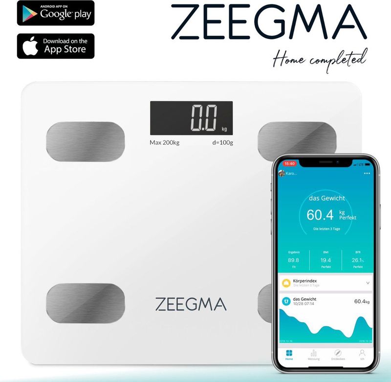 Zeegma Gewit - SMART Personenweegschaal - 15 parameters - 200kg - LCD - APP