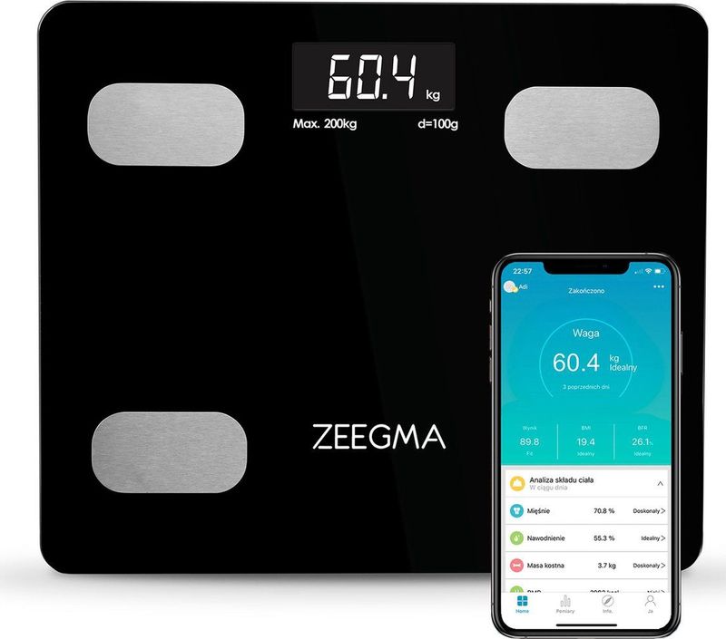 Zeegma Gewit - SMART Personenweegschaal - 15 parameters - 200kg - LCD - APP