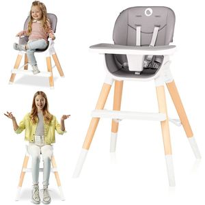 LIONELO Mona stoel 4 in 1 51 x 51 x 76 cm kinder tot 25 kg, kinder tot 5 jaar, maximale capaciteit tot 75 kg, voederstoel, lage stoel, barkruk, reisstoel, 3 stapsgewijze verstelling van het dienblad