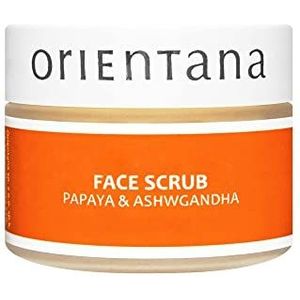 Orientana 100% veganistisch, 98% natuurlijk PAPAJA & INDIASE GINSENG gezichtsscrub, verheldert en bestrijdt acne, voor een normale en droge huid 50 g