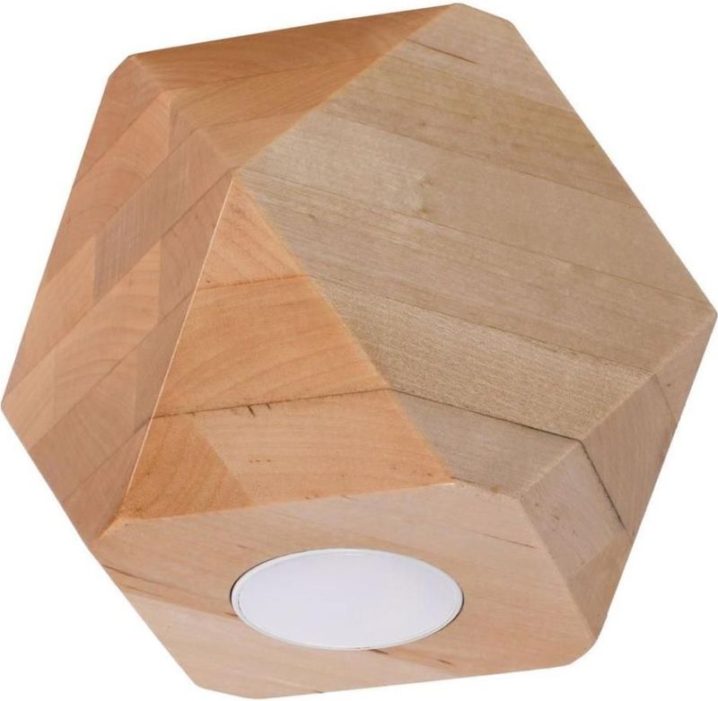 Sollux Lighting - Woody - Plafondlamp - Natuurlijk Hout - 12x12x12cm - GU10