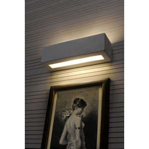 SOLLUX lighting Vega Wandlamp van keramiek - wandverlichting lamp voor woonkamer lamp eetkamer - hallamp van keramiek in wit 32,5 x 9,5 x 9,5 cm