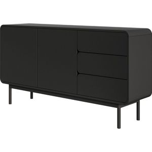 Oro - Sideboard 2-türig mit 3 Schubladen, Schwarz, 154 cm - Selsey