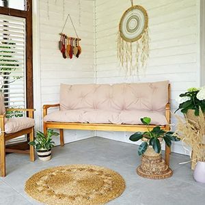 4L Textil Hoogwaardig boho-stijl tuinbankkussen in linnenlook, zitkussen en rugkussens, onderhoudsvriendelijk palletzitkussen, 120 x 50 x 50 cm, roze pastel