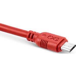 eXc WHIPPY Micro USB-kabel voor mobiele telefoon, 2 m, snellaadfunctie, gegevensoverdracht, ideaal voor gebruik in de auto, voor de powerbank of voor gegevensoverdracht, rood