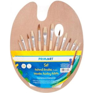 Verf penseel set met palet in hout