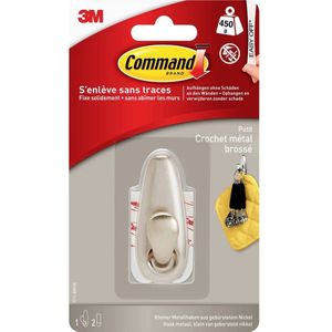 3M Command-Small metalen haak „klassiek” (l x b x h) 67 x 25 x 25 mm Nikkel (geborsteld) Inhoud: 1 stuk(s)