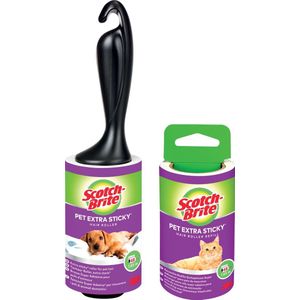 Scotch-Brite Pet Extra Sticky Lint Roller, 48 vellen - Ontworpen voor huisdier haar, Easy Tear Sheets, Veilig op Stoffen