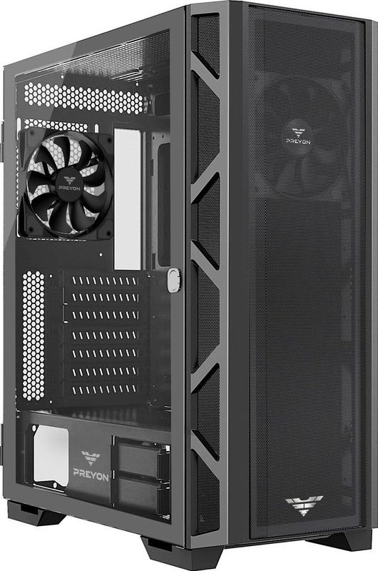 PREYON - Nest Meshy - Midi Tower - Zwart - ATX, Extended ATX, Micro ATX, Mini ITX - Zonder Voeding