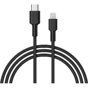 AUKEY Cable CB-CL02 zwart nylon Lightning-USB C | USB Power Delivery USB-PD | certificate MFi Apple