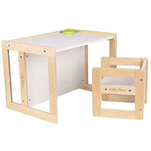 KiddyMoon kindertafel en stoel zitgroep kindermeubilair tafel stoel bank hout, naturel/wit