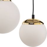 Eko-Light Hanglamp Sparta opaal zwart goud 3-lamps lineair