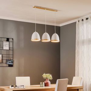Eko-Light Hanglamp Studio met houtdecor 3-lamps wit