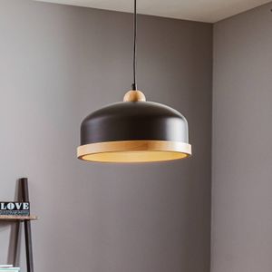 Eko-Light Hanglamp Studio met houtdecor 1-lamp zwart