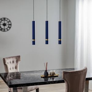 Eko-Light Hanglamp Joker, 3-lamps, blauw-goud