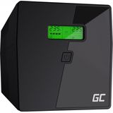 Green Cell® UPS omvormer, 1000 VA, (600 W), 230 V, ononderbroken stroomvoorziening, line-interactive AVR, usb / RJ45, 2 x Schuko, 2 x IEC-stopcontacten, lcd-scherm