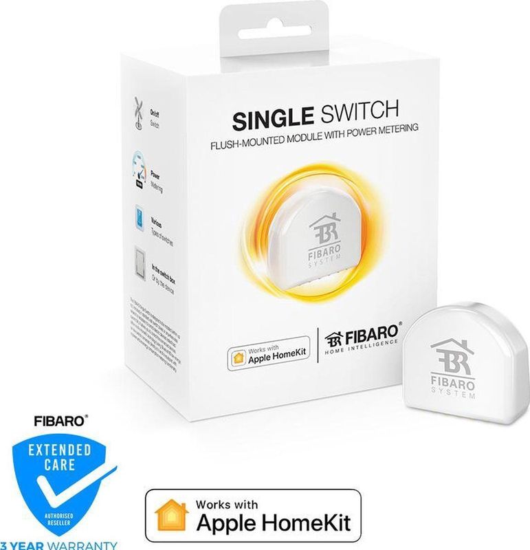 FIBARO - Single Switch - Inbouw Schakelaar - Werkt met Apple HomeKit - 1800W