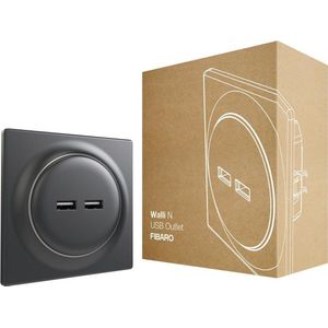 FIBARO Walli N USB Outlet | Dubbele USB aansluiting | Antraciet