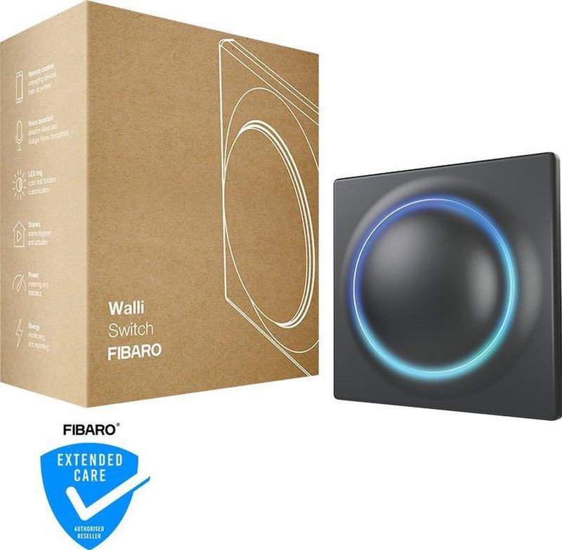 FIBARO Walli Switch - Antraciet - Slimme inbouw schakelaar - Z-Wave Plus