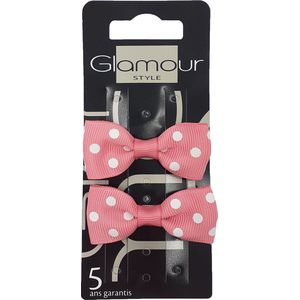 Haarclips met strik Roze 2st