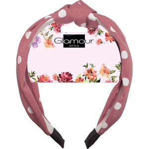 Geknoopte Haarband Roze met Stippen