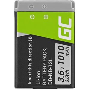 Green Cell® NB-13L NB13L camera-accu voor Canon PowerShot G1 X Mark II/III G5 X Mark II G7 X Mark II G9 X Mark II SX620 HS SX720 HS, Full Decoded (Li-Ion cellen 1050mAh 3.6V zwart)