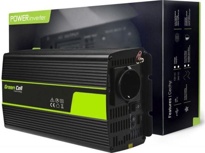 Green Cell - Wechselrichter Gleichstrom in Wechselstrom - 12 V - 1000 Watt - Schwarz