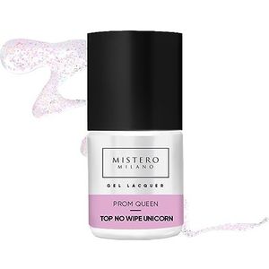 Mistero Milano Prom Queen Top No WIPE UNICORN Top hybride lak, dispersievrije top, hybride top, beschermt het gehele nageldesign, topcoat nagellak voor nagelbehandeling, UV/led, 12 ml