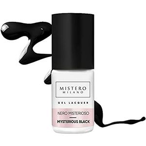 Mistero Milano, Zwart-grijze hybride nagellak Mysterious black (9446), 6 ml. Duurzame lakken voor professionals.