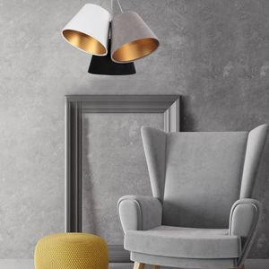 Maco Design Hanglamp Zsofia 3-lamps wit/grijs/zwart/goud