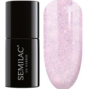 Semilac Extend UV nagellak 5-in-1 roze kleur 806 Glitter Delicate Pink 7 ml innovatieve UV LED kleurlak voor kleurintensieve nagels, Nail Polish