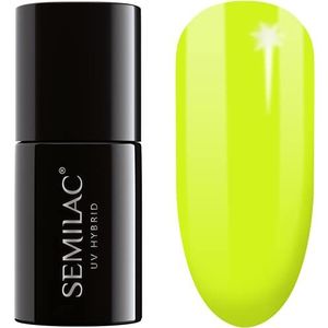Semilac Uv-nagellak neon kleur 565 neon geel 7 ml UV LED gekleurde lak voor kleurintensieve vingernagels, rendabel en duurzame nagellak