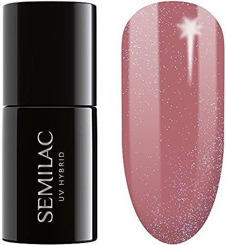 Semilac - Nagellak - Karamel en Aubergine - Met Zilverdeeltjes