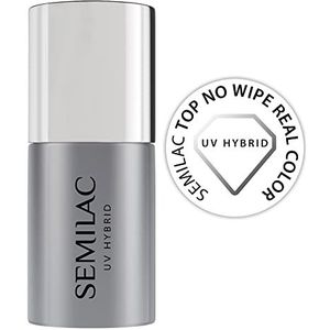 Semilac Topcoat UV Hybrid Nagellak Top Coat No Wipe Real Color 11 ml