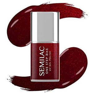 Semilac One Step 3-in-1 uv-nagellak S590 Glitter Red 7 ml