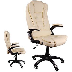 Giosedio BSB Beige, comfortabele lederen stoel, ligstoel, rugleuning, bureaustoel, bureaustoel van kunstleer, in hoogte verstelbaar, draaibaar (bruin)